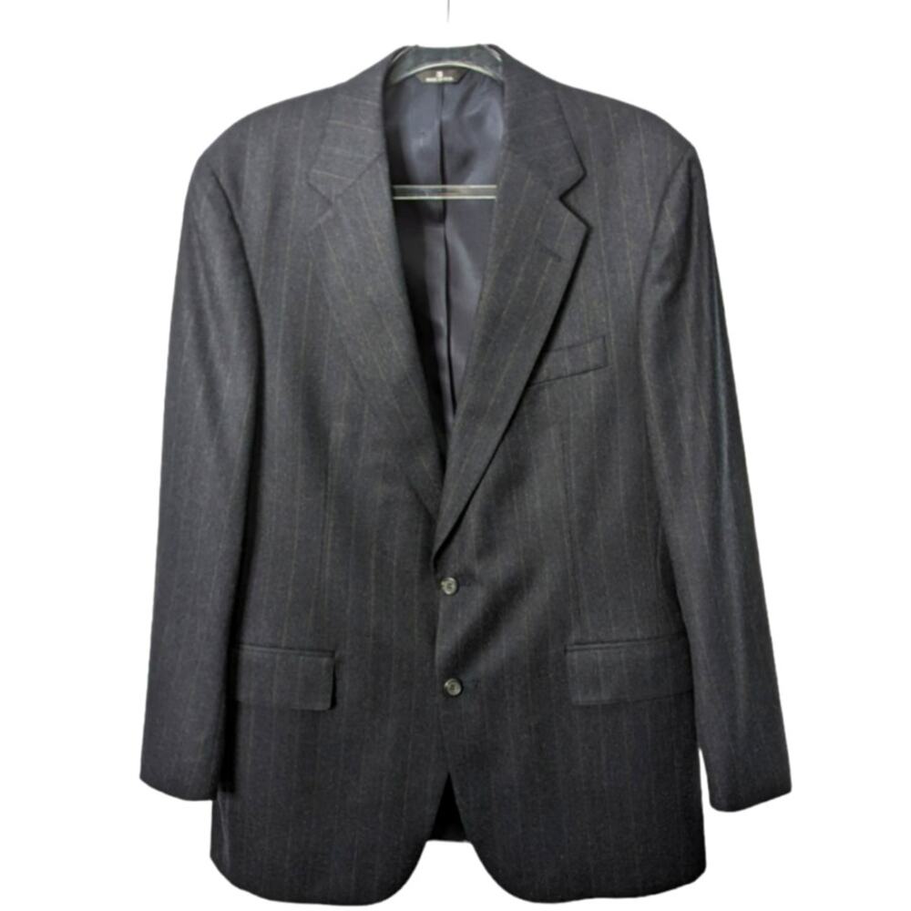 Vintage 80's Polo University Club Ralph Lauren Gray Pinstripe Wool  Blazer